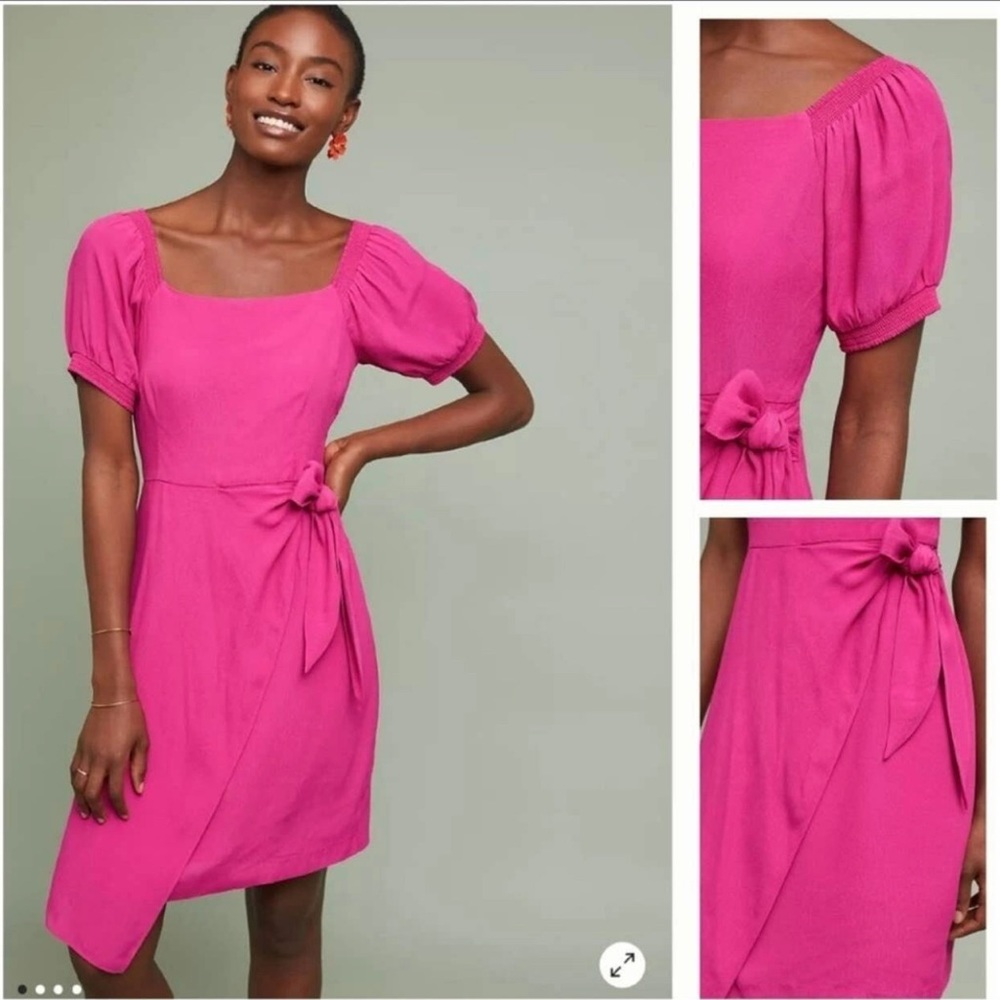 Maeve by Anthropologie resort faux wrap pink dress size 6